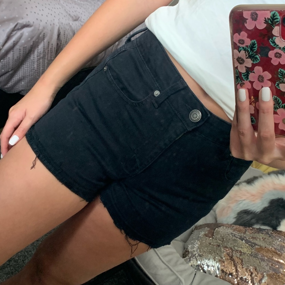 American Eagle Black Distressed Jean Shorts